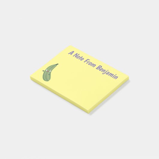 Cute zucchini happy cartoon illustratie post-it® notes (Schuin)