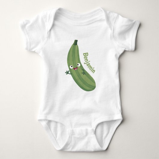 Cute zucchini happy cartoon illustratie romper (Voorkant)