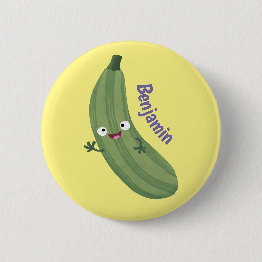 Cute zucchini happy cartoon illustratie ronde button 5,7 cm (Voorkant)