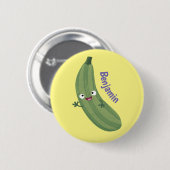 Cute zucchini happy cartoon illustratie ronde button 5,7 cm (Voorkant /achterkant)