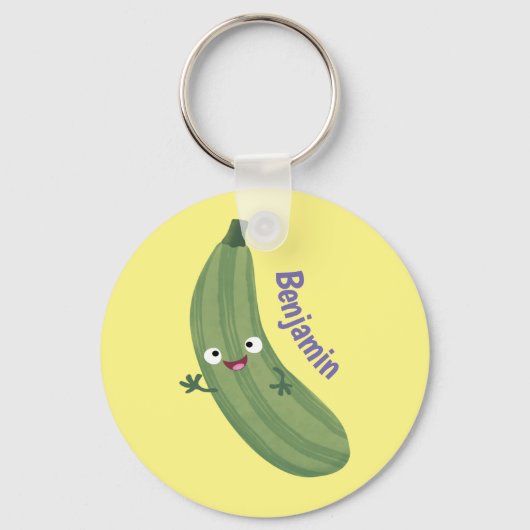Cute zucchini happy cartoon illustratie sleutelhanger (Voorkant)