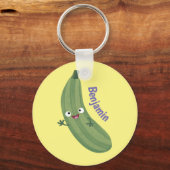 Cute zucchini happy cartoon illustratie sleutelhanger (Voorkant)