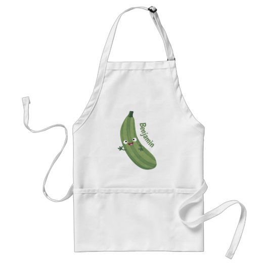 Cute zucchini happy cartoon illustratie standaard schort (Voorkant)