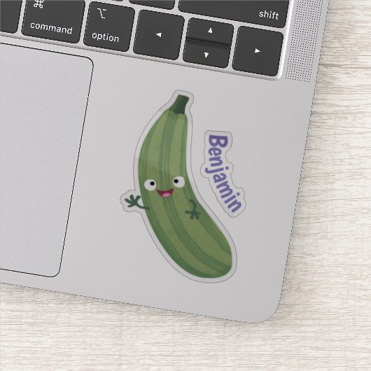 Cute zucchini happy cartoon illustratie sticker (Detail)