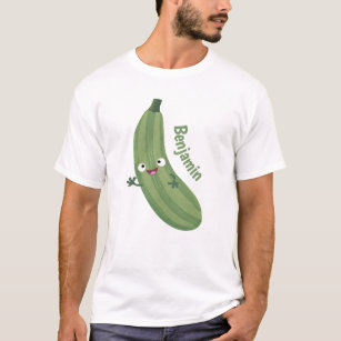 Cute zucchini happy cartoon illustratie t-shirt