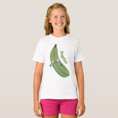 Cute zucchini happy cartoon illustratie t-shirt (Voorkant volledig)