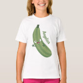 Cute zucchini happy cartoon illustratie t-shirt (Voorkant)