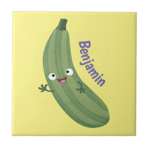 Cute zucchini happy cartoon illustratie tegeltje
