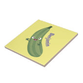 Cute zucchini happy cartoon illustratie tegeltje (Zijkant)