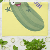 Cute zucchini happy cartoon illustratie theedoek (Gevouwen)