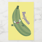 Cute zucchini happy cartoon illustratie voedselcontainer etiket (Enkel label)