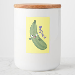 Cute zucchini happy cartoon illustratie voedselcontainer etiket