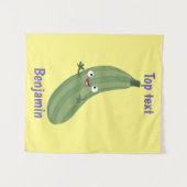 Cute zucchini happy cartoon illustratie wandkleed (Voorkant (horizontaal))