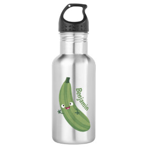 Cute zucchini happy cartoon illustratie waterfles 