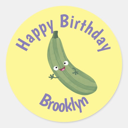 Cute zucchini Happy cartoon, klassiek Ronde Sticker (Voorkant)