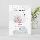 Cute Zwanenbloem Wolken Baby Shower Kaart (Staand voorkant)
