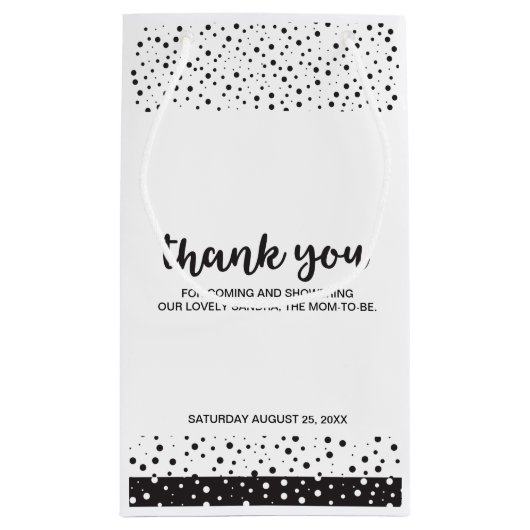 Cute, zwart-wit, bedankt Baby shower Klein Cadeauzakje (Achterkant)