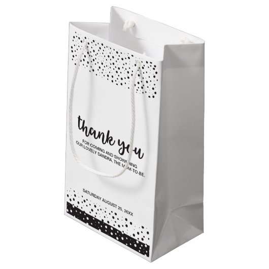 Cute, zwart-wit, bedankt Baby shower Klein Cadeauzakje (Achterkant Gekanteld)