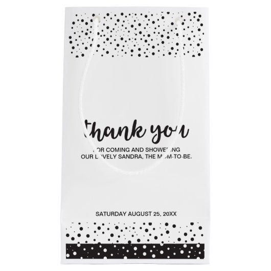 Cute, zwart-wit, bedankt Baby shower Klein Cadeauzakje (Voorkant)