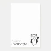 Cute zwart witte cartoon kat naam post-it® notes (Voorkant)