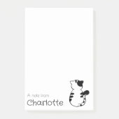 Cute zwart witte cartoon kat naam post-it® notes (Voorkant)