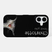 Cute zwarte cartoon katten naam iPhone 16 hoesje (Achterkant horizontaal)