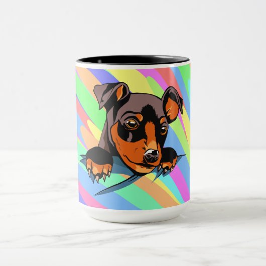 Cute Zwarte Dachshund Puppy Ontwerp Mok (Midden)