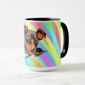 Cute Zwarte Dachshund Puppy Ontwerp Mok (Voorkant rechts)