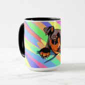 Cute Zwarte Dachshund Puppy Ontwerp Mok (Voorkant links)