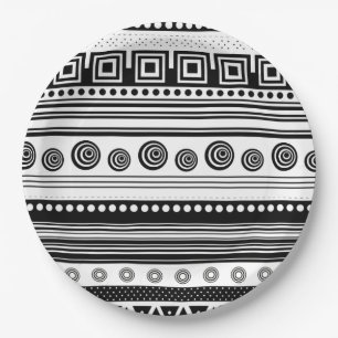 Cute zwarte decoratieve azteekse textuur papieren bordje