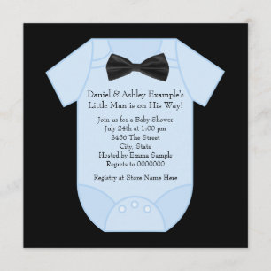 Cute Zwarte en Blauwe Baby Shower voor Jongen Kaart
