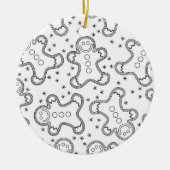 Cute Zwarte en Witte Kerst Gingerbreads Keramisch Ornament (Voorkant)