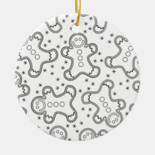Cute Zwarte en Witte Kerst Gingerbreads Keramisch Ornament