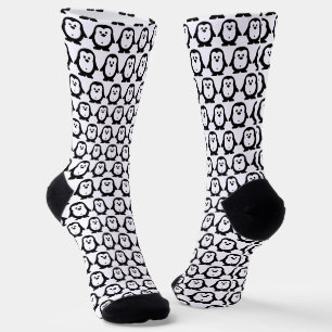 Cute Zwarte en Witte Pinguïn Patroon Crew Soks Sokken