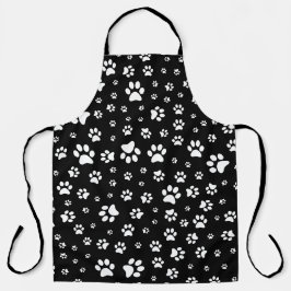 Cute Zwarte en Witte Pootafdruk Schort