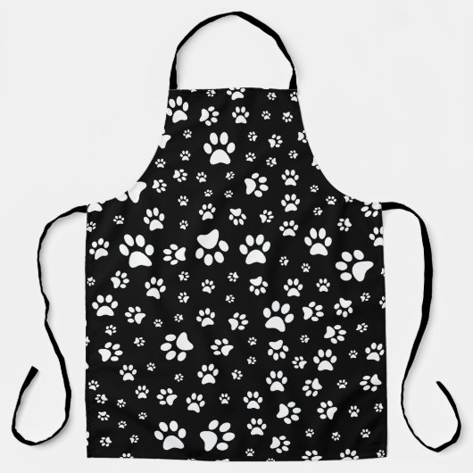 Cute Zwarte en Witte Pootafdruk Schort (Voorkant)