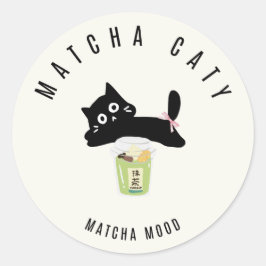 Cute Zwarte Kat Matcha Sticker | Matcha Caty | 