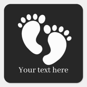 Cute zwarte witte babyvoetjes uniseks  vierkante sticker