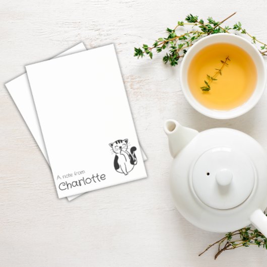 Cute zwarte witte cartoon kattennaam post-it® notes