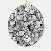 Cute zwarte witte hart patronen keramisch ornament (Links)