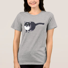 Cute Zwarte Witte Kat in Pointillisme T-shirts