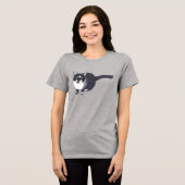 Cute Zwarte Witte Kat in Pointillisme T-shirts (Voorkant volledig)