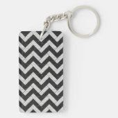 Cute zwarte witte marmeren strepen sleutelhanger (achterkant)