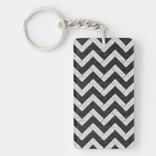 Cute zwarte witte marmeren strepen sleutelhanger (Voorkant)