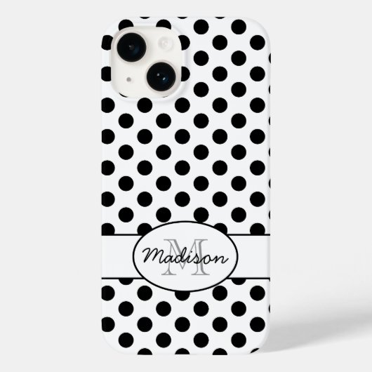 Cute Zwarte Witte polka stippen retro patroon Mono Case-Mate iPhone Case (Achterkant)