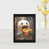 Cute Zza Ghost Eating Zza Funny Halloween Food Lov Kaart (Gele Bloem)