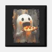 Cute Zza Ghost Eating Zza Funny Halloween Food Lov Magneet (Voorkant)