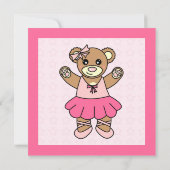 CuteBallet Teddy Bear Theme Party Kaart (Achterkant)