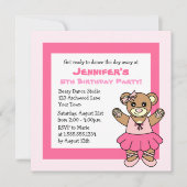 CuteBallet Teddy Bear Theme Party Kaart (Voorkant)