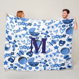Cutecool blauw Babyboy Nursery Patroon gepersonali Fleece Deken